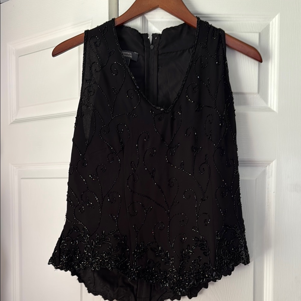 Dress Barn Black Sequin Embellished Blouse